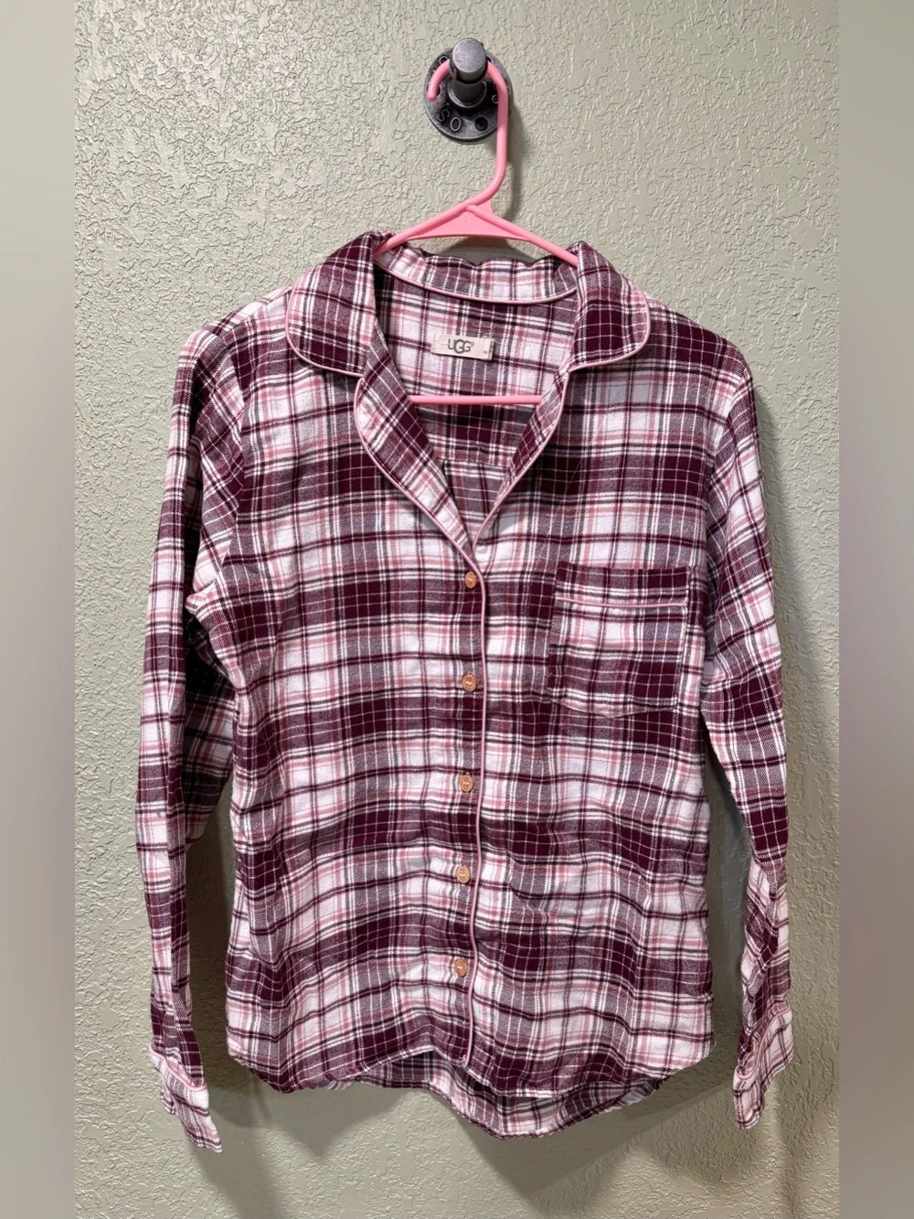 UGG Burgundy, Pink & White Plaid Pajama Set Small - Picture 1 of 7